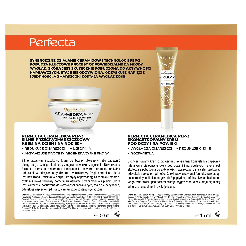 Ceramedica Pep-3 zestaw silnie przeciwzmarszczkowy krem na dzień i na noc 60+ 50ml + skoncentrowany krem pod oczy i na powieki 15ml - Image 3