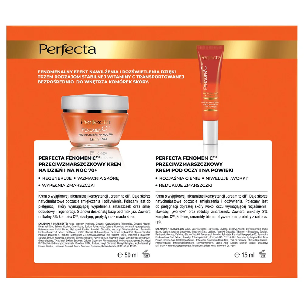 Fenomen C zestaw przeciwzmarszczkowy krem do twarzy 70+ 50ml + przeciwzmarszczkowy krem pod oczy i na powieki 15ml - Image 2