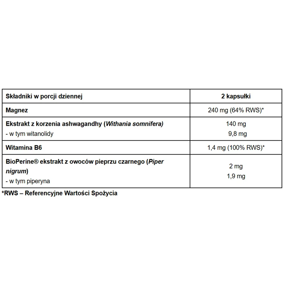 Magnez + Ashwagandha Stress Complex suplement diety 60 kapsułek - Image 2
