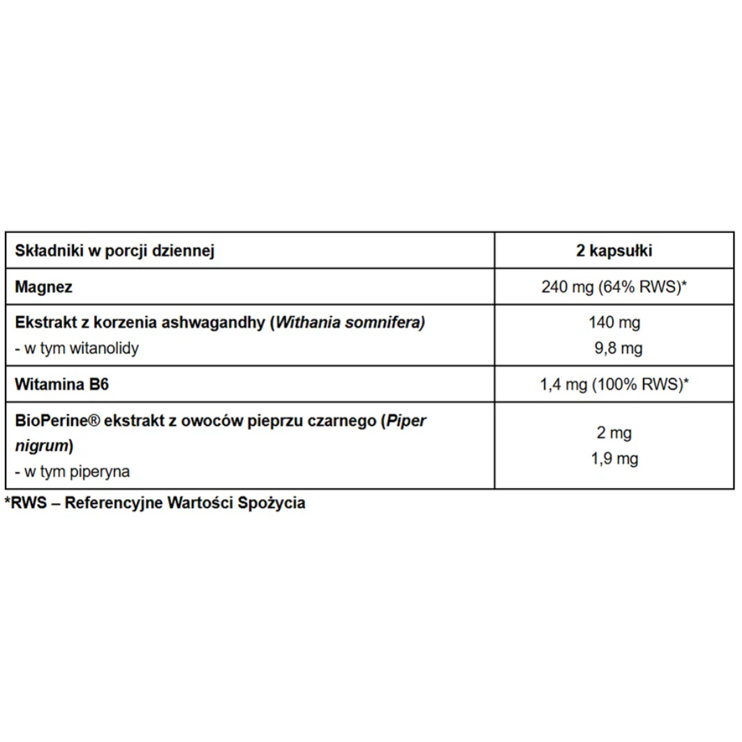 Magnez + Ashwagandha Stress Complex suplement diety 60 kapsułek - Image 3