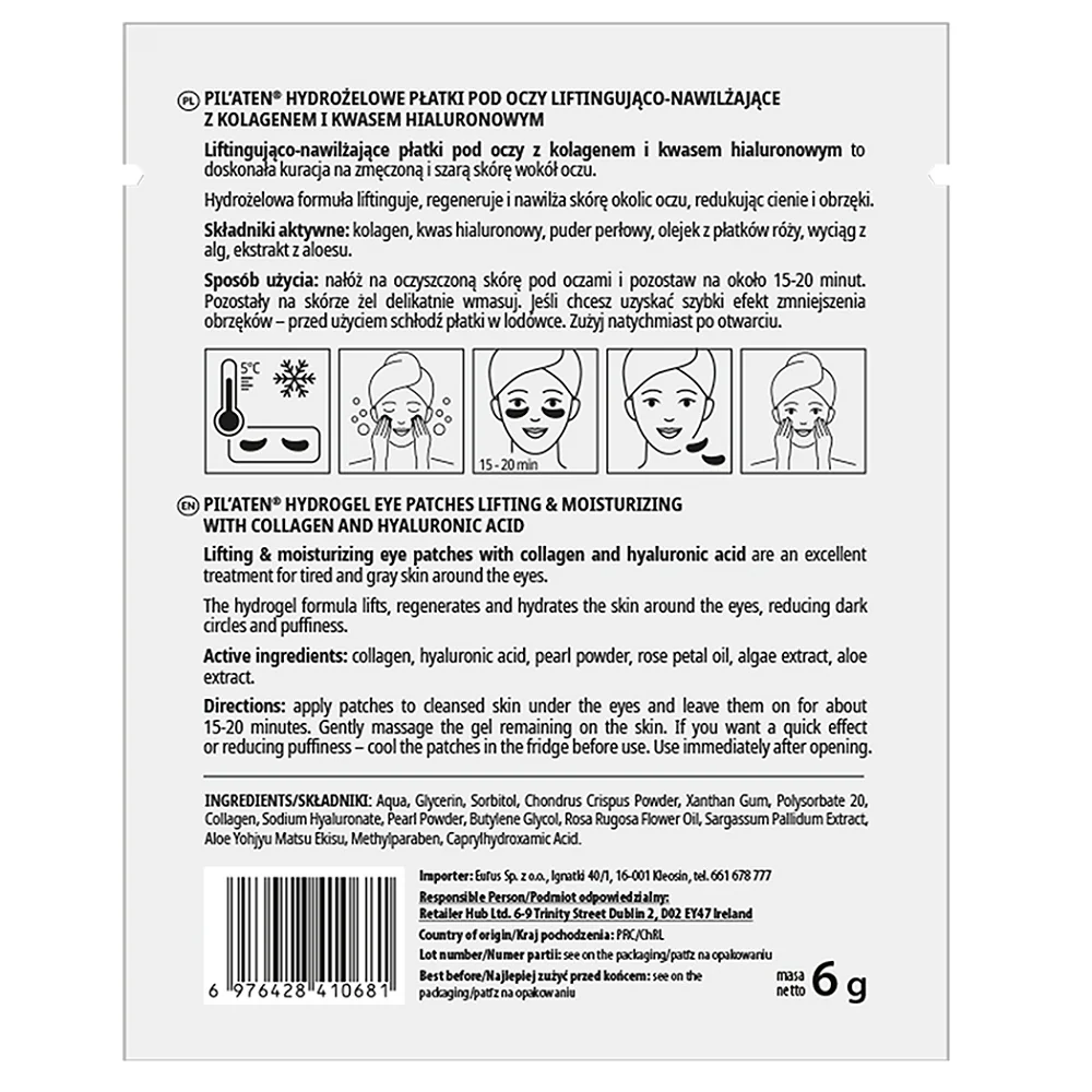 Hydrogel Eye Pads hydrożelowe płatki pod oczy z kolagenem i kwasem hialuronowym 6g - Image 2