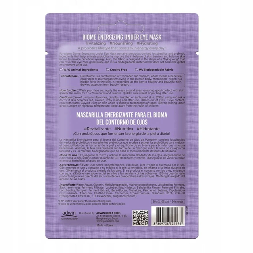 Biome Energizing Under Eye Mask probiotyczne wegańskie płatki pod oczy 30szt - Image 2