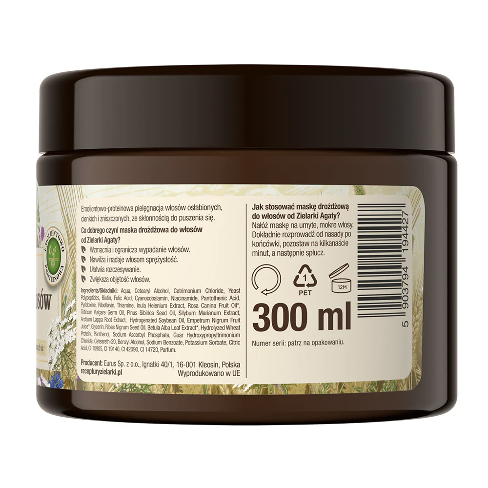 Maska drożdżowa do włosów zniszczonych cienkich i puszących się 300ml - Image 3