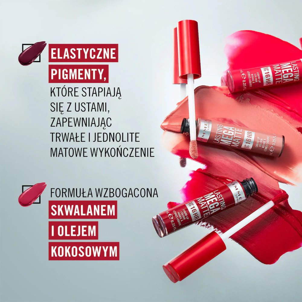 Lasting Mega Matte długotrwała matowa pomadka w płynie do ust 600 Coral Sass 7.4ml - Image 4