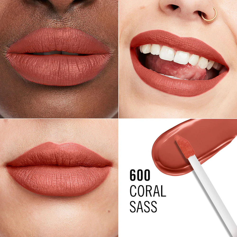 Lasting Mega Matte długotrwała matowa pomadka w płynie do ust 600 Coral Sass 7.4ml - Image 6