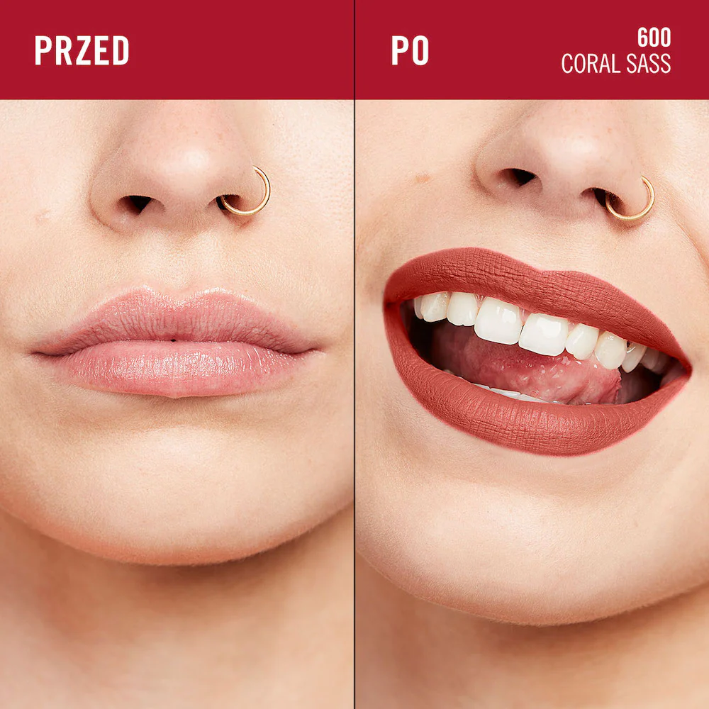Lasting Mega Matte długotrwała matowa pomadka w płynie do ust 600 Coral Sass 7.4ml - Image 9