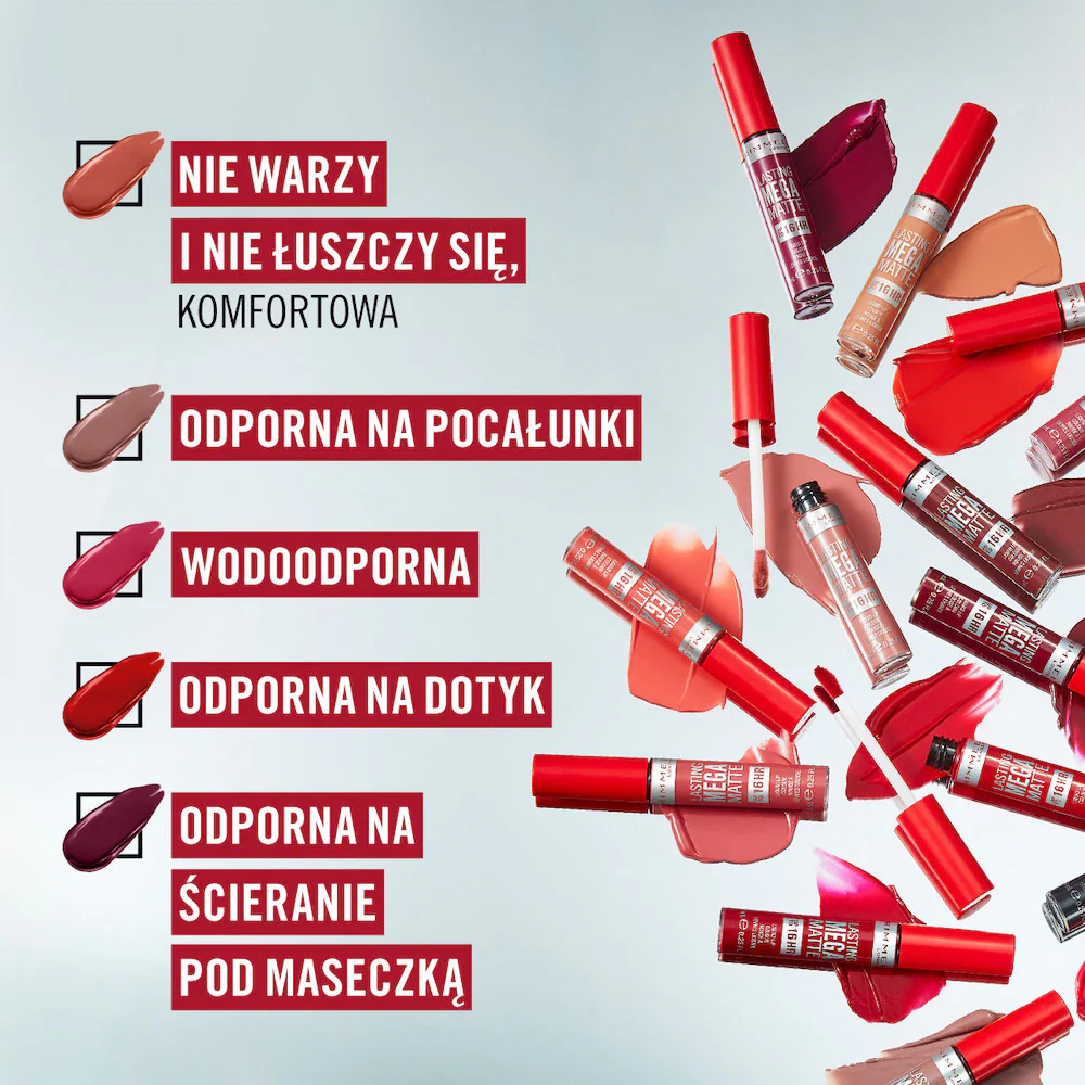 Lasting Mega Matte długotrwała matowa pomadka w płynie do ust 900 Ravishing Rose 7.4ml - Image 6