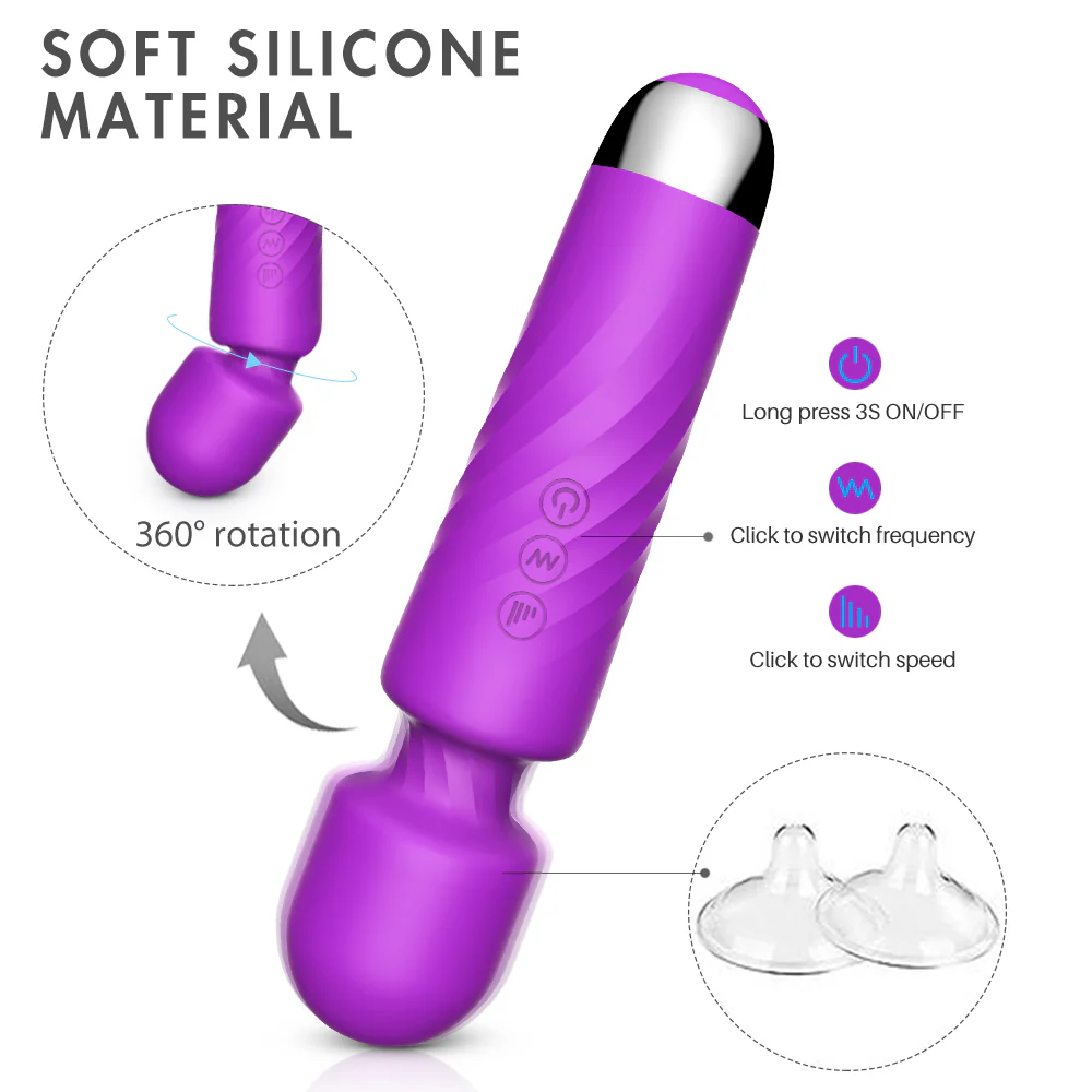 Hero masażer wand z 7 trybami wibracji i 4 szybkościami Purple - Image 7