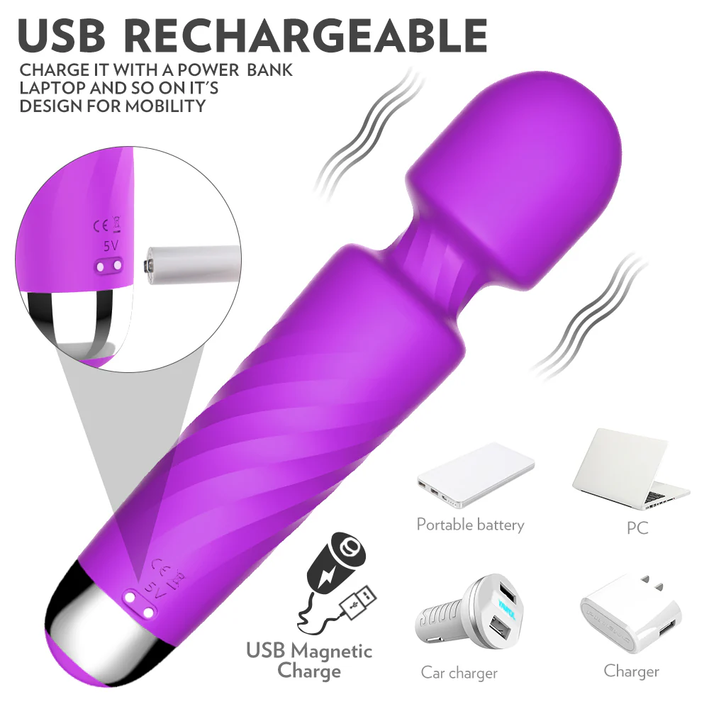 Hero masażer wand z 7 trybami wibracji i 4 szybkościami Purple - Image 8