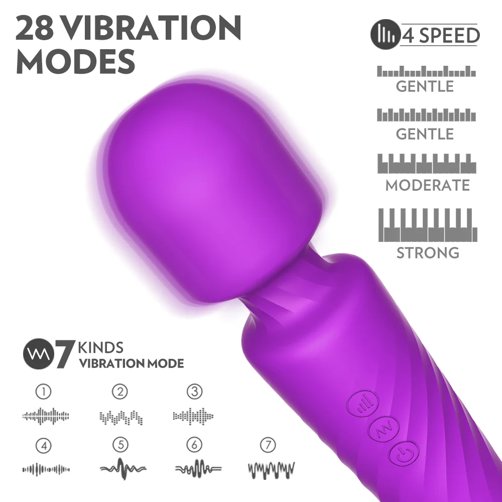 Hero masażer wand z 7 trybami wibracji i 4 szybkościami Purple - Image 9