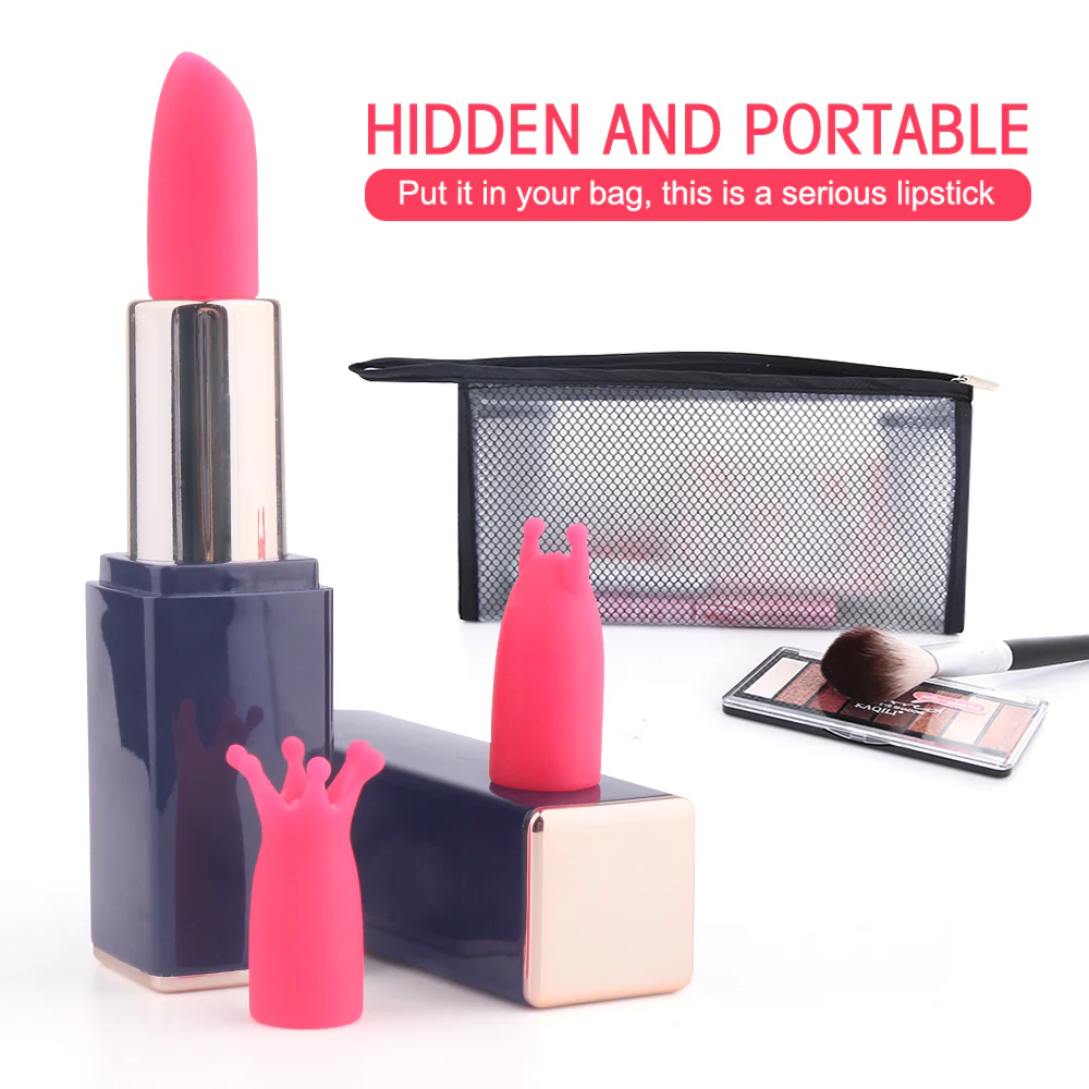 Lipstick dyskretny wibrator w etui z wymiennymi końcówkami z 9 trybami wibracji Black - Image 5