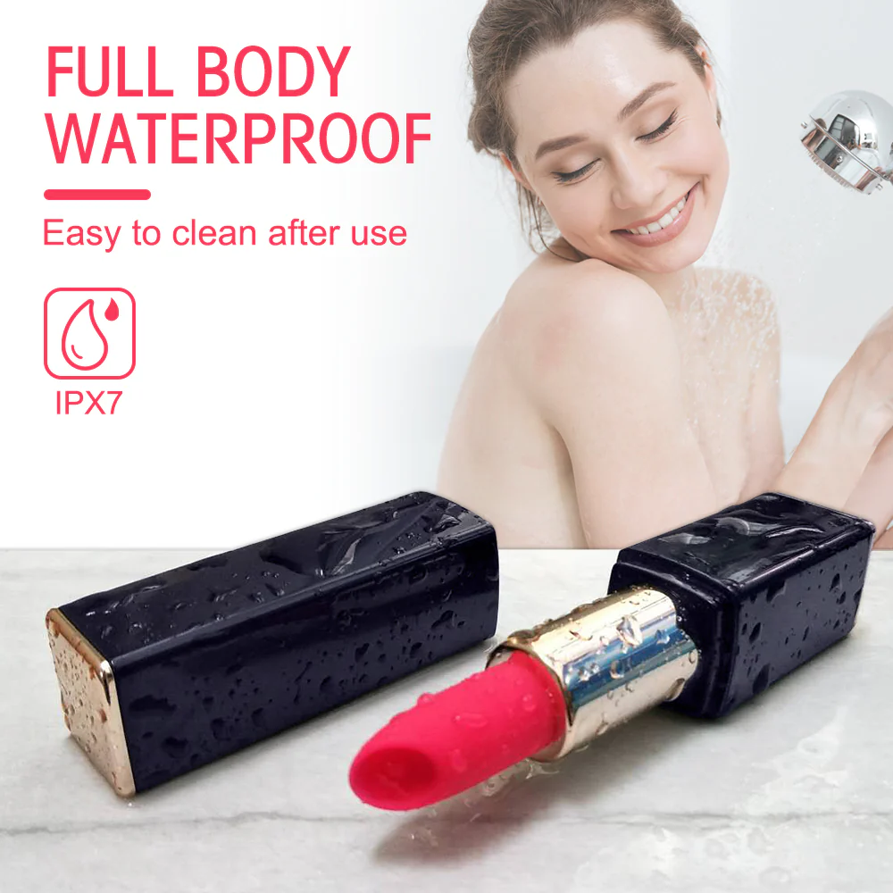 Lipstick dyskretny wibrator w etui z wymiennymi końcówkami z 9 trybami wibracji Black - Image 9