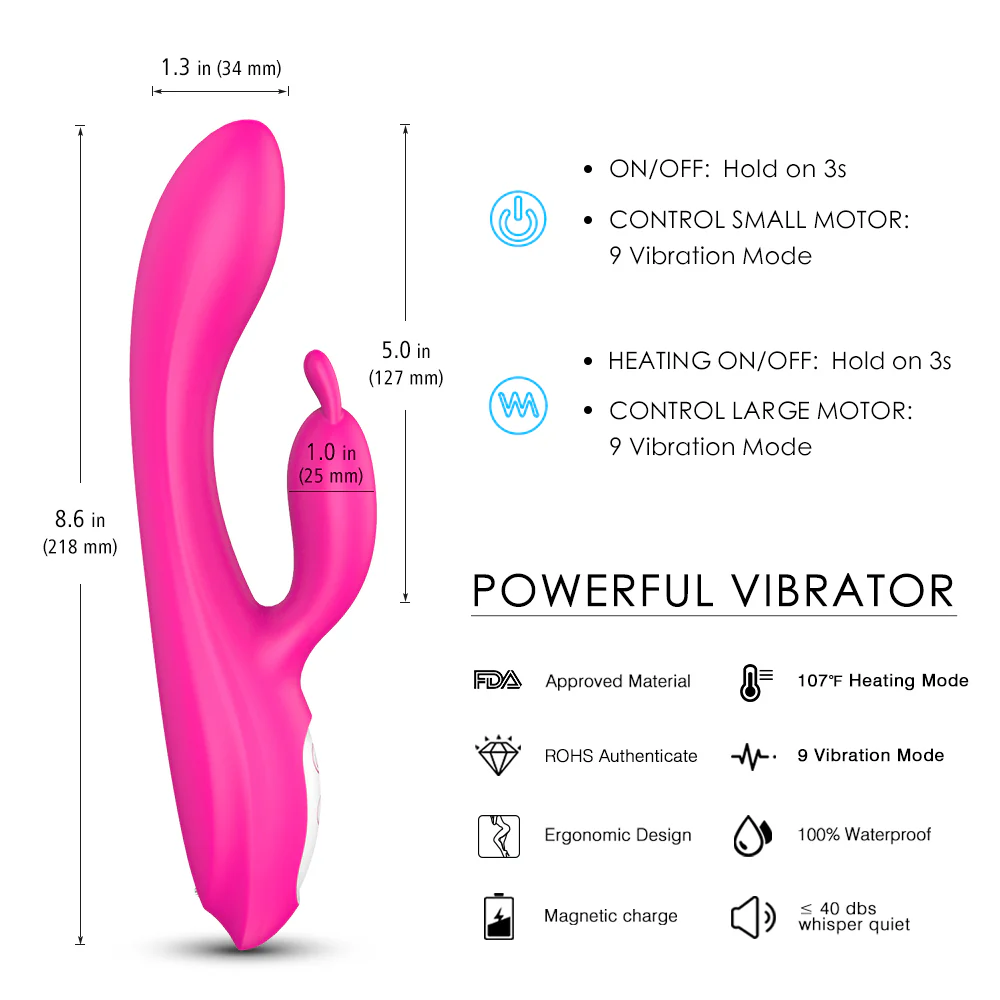 Naughty wibrator podgrzewany z 9 trybami wibracji Red Rose - Image 6
