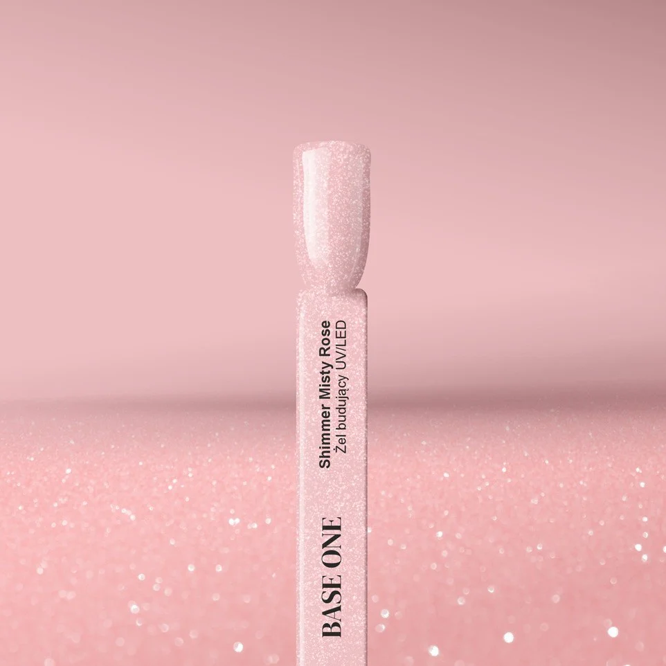 Base One Shimmer Misty Rose żel budujący do paznokci 15g - Image 2