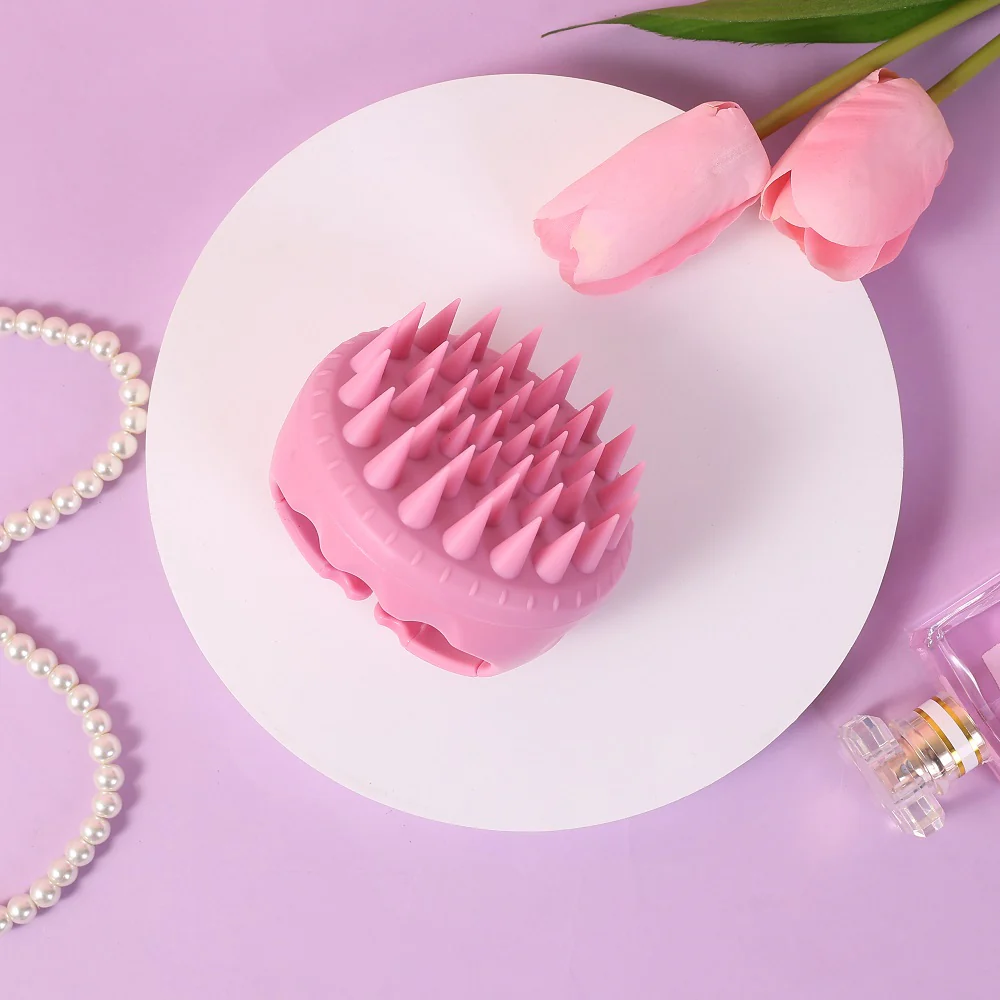 Aura Scalp Massager Shampoo Brush szczotka do mycia i masażu skóry głowy Pink - Image 3
