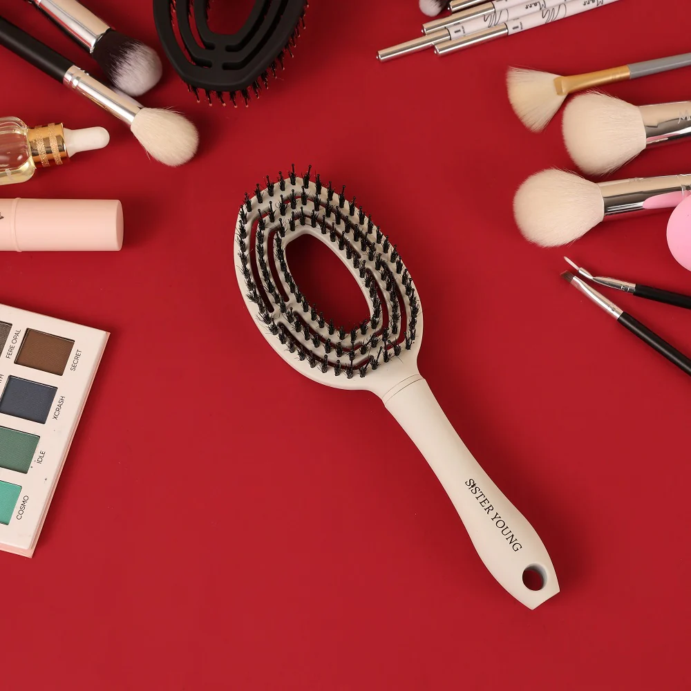 Coco Hair Brush szczotka do włosów z włosiem dzika White - Image 3
