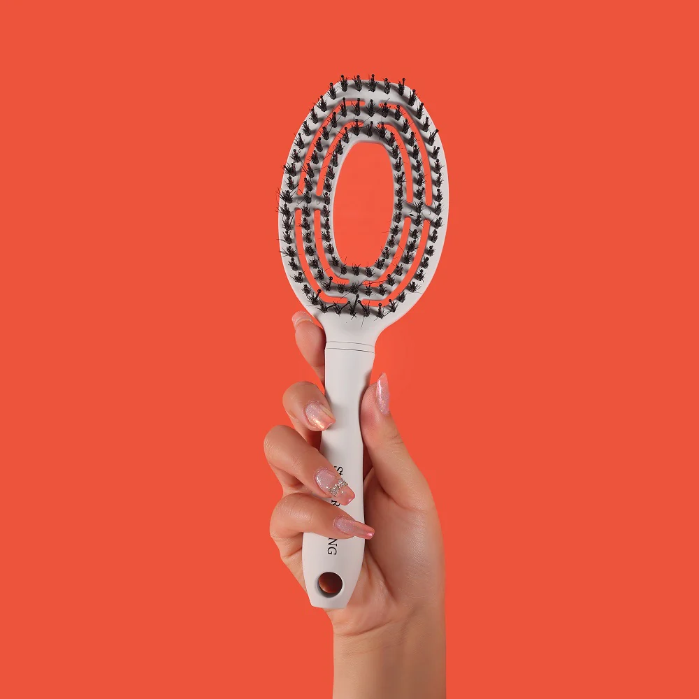 Coco Hair Brush szczotka do włosów z włosiem dzika White - Image 4