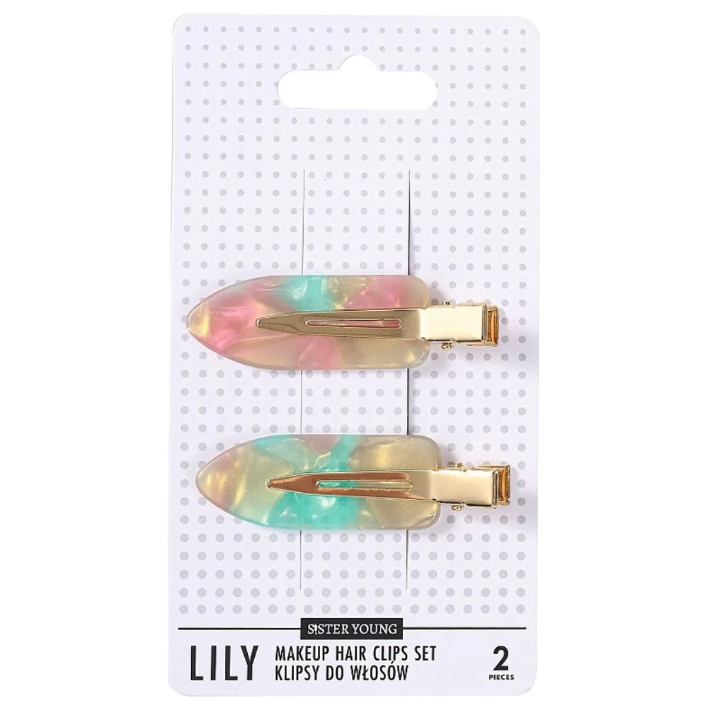 Lily klipsy do włosów do makijażu Pink Green 2szt