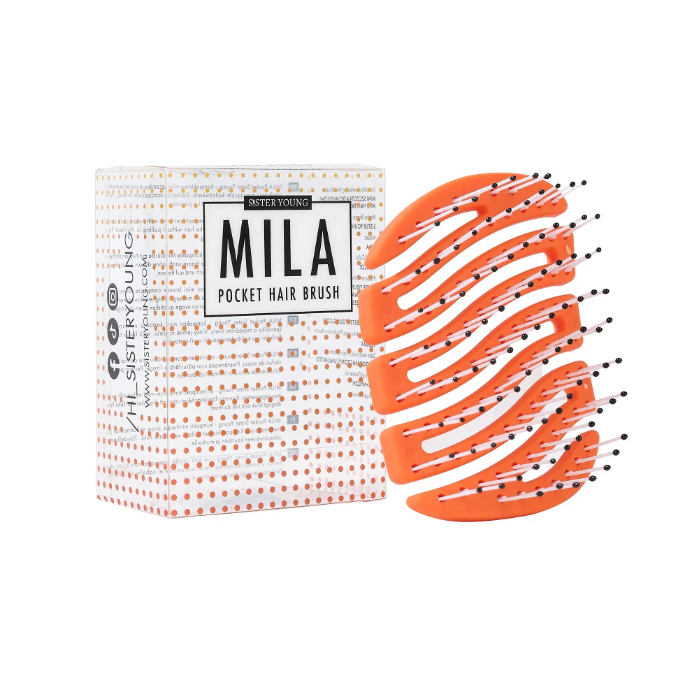 Mila Pocket Hair Brush mała szczotka do włosów Apricot - Image 4