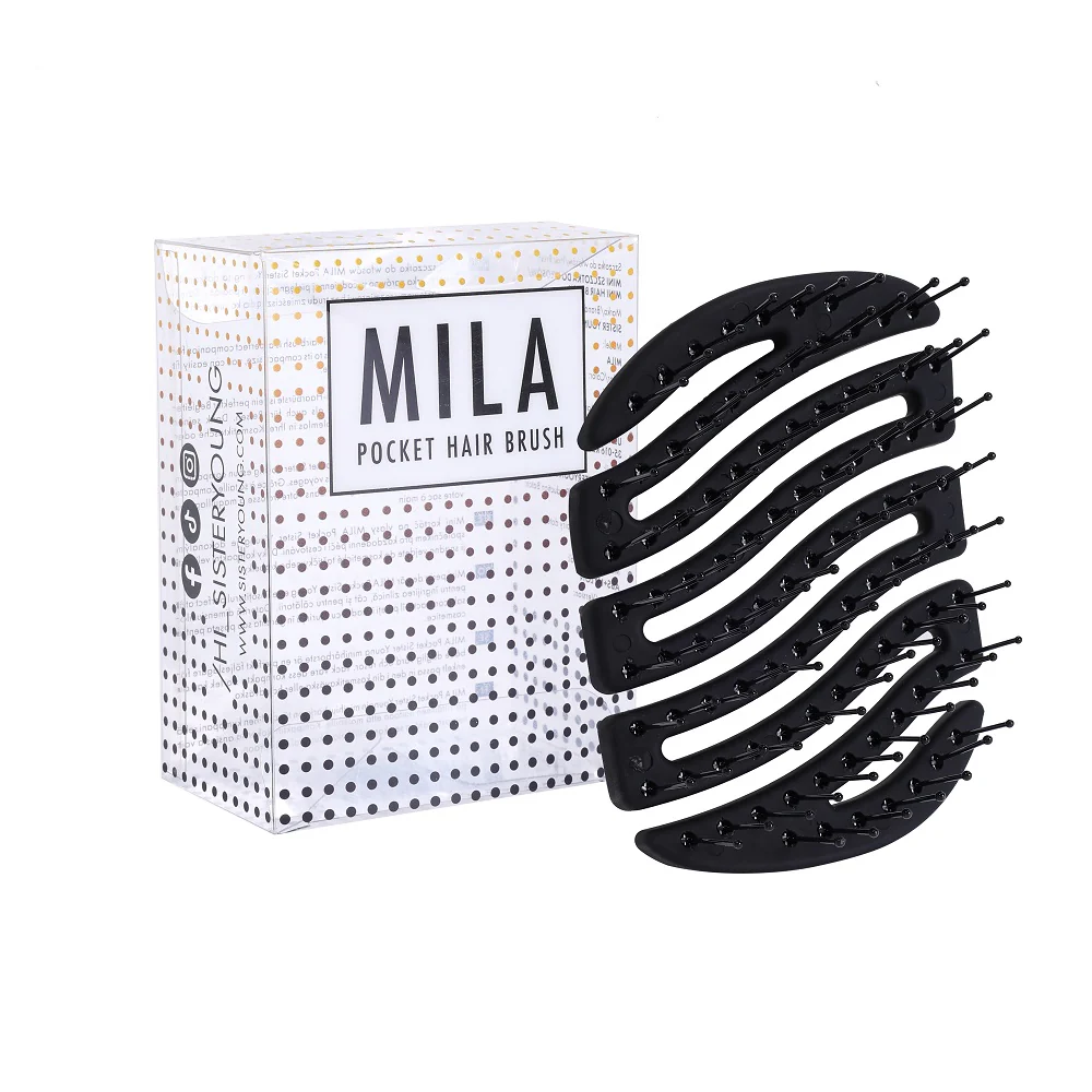 Mila Pocket Hair Brush mała szczotka do włosów Black - Image 4