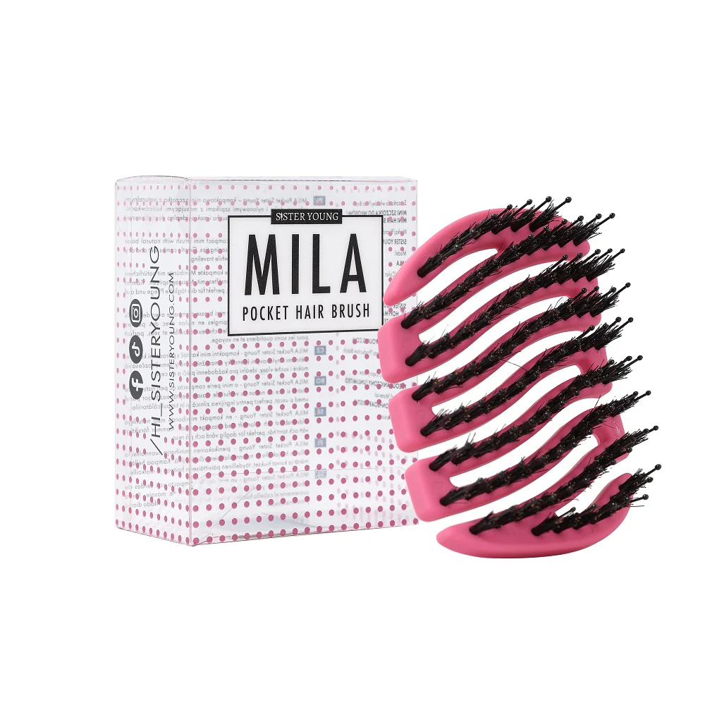 Mila Pocket Hair Brush mała szczotka do włosów Fuchsia - Image 5