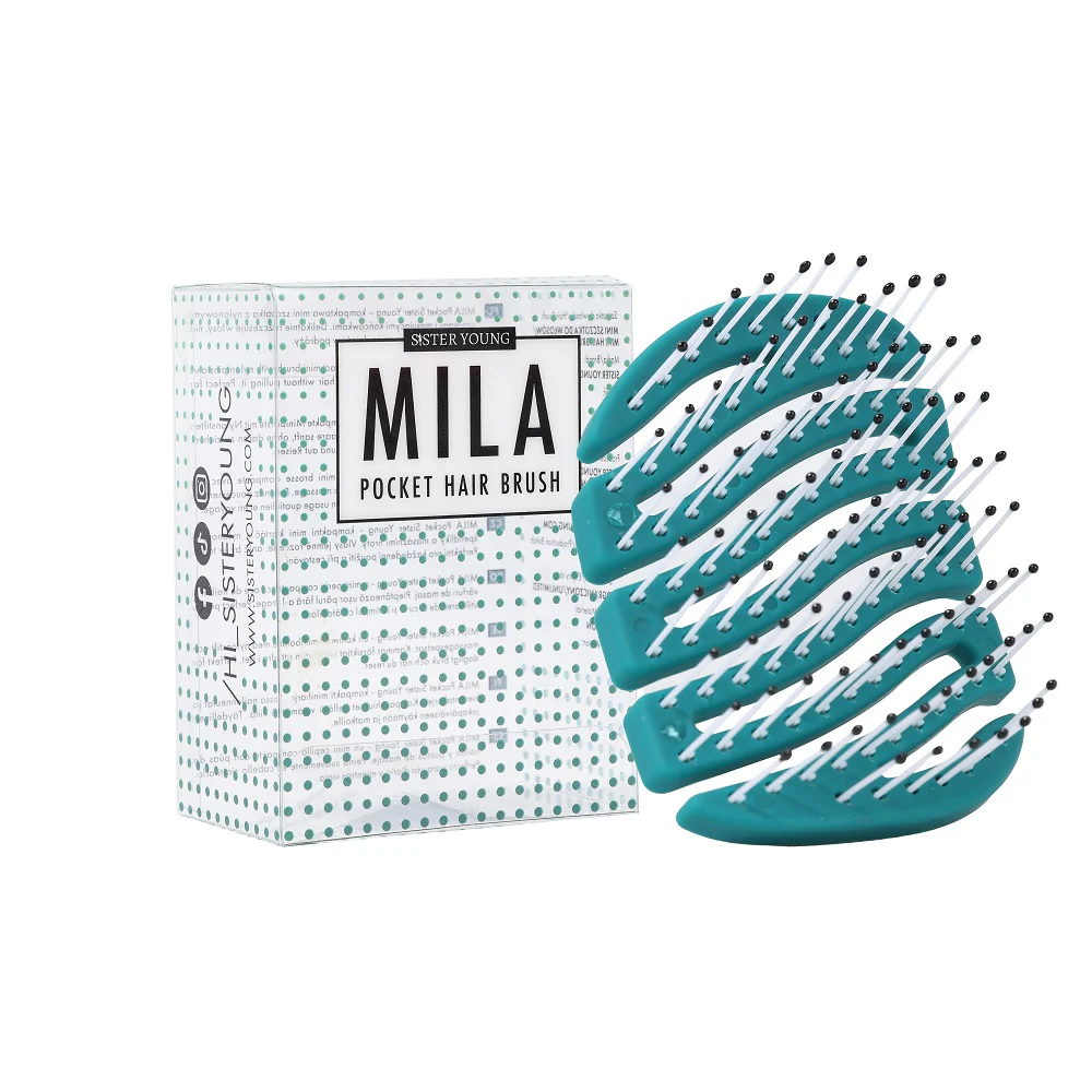 Mila Pocket Hair Brush mała szczotka do włosów Green - Image 3