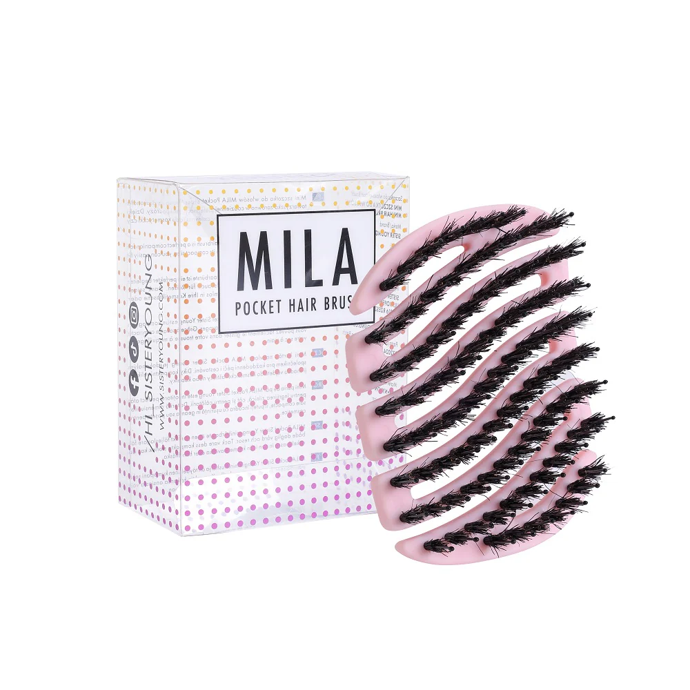 Mila Pocket Hair Brush mała szczotka do włosów Pink - Image 6