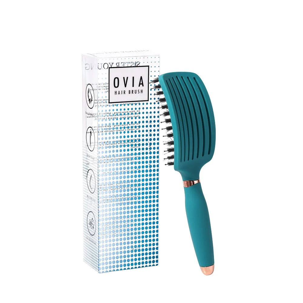 Ovia Hair Brush szczotka do włosów z włosiem dzika Green - Image 3