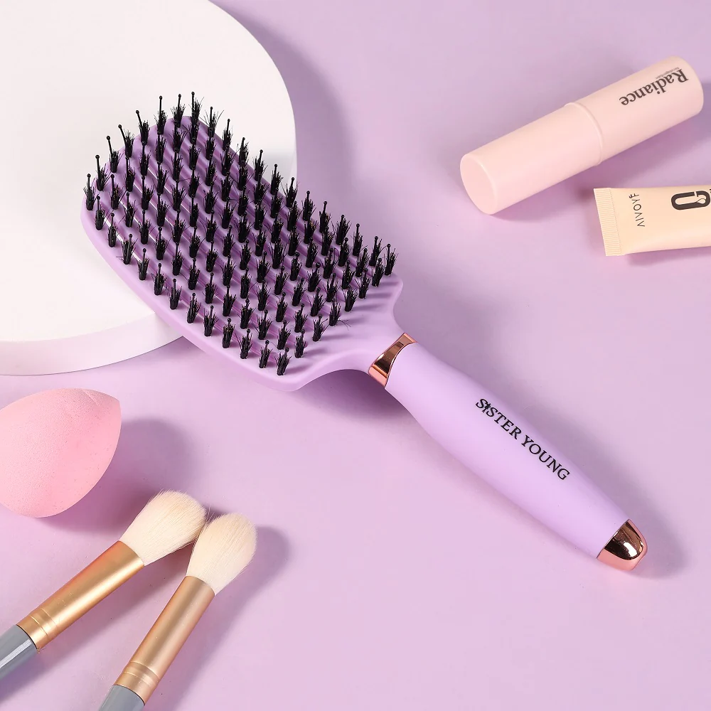 Ovia Hair Brush szczotka do włosów z włosiem dzika Liliac - Image 4