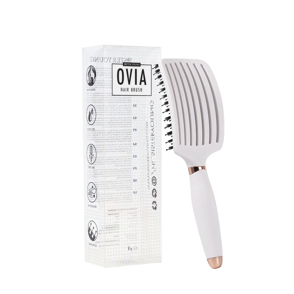 Ovia Hair Brush szczotka do włosów z włosiem dzika Nude - Image 4
