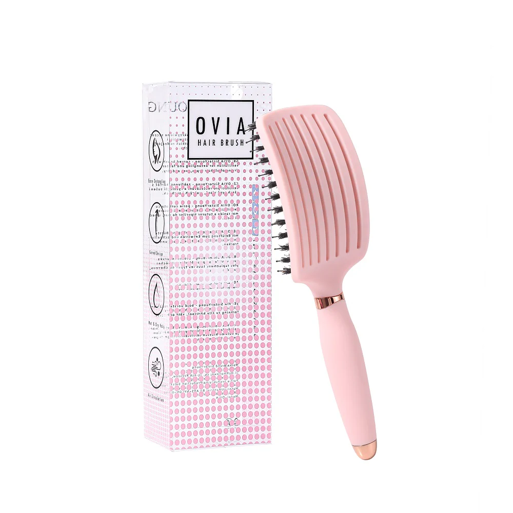 Ovia Hair Brush szczotka do włosów z włosiem dzika Pink - Image 2