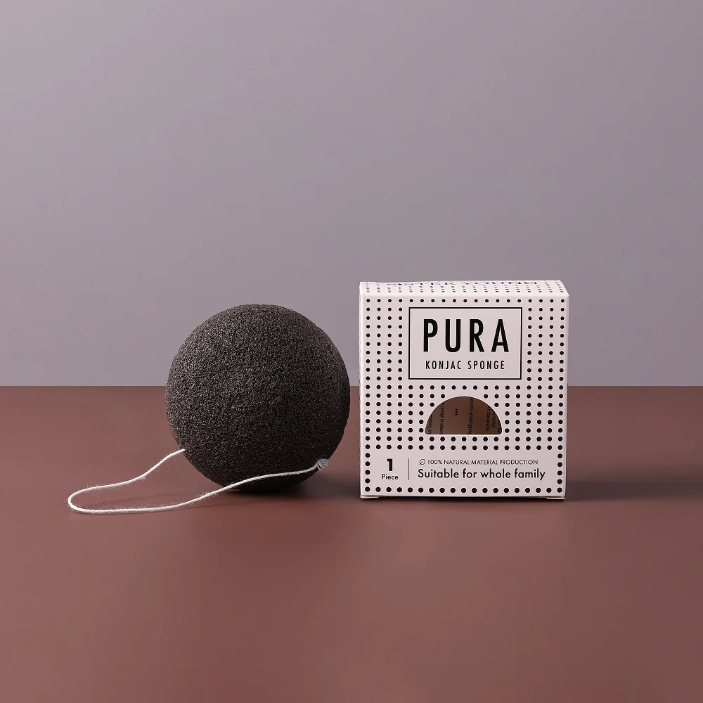 Pura Konjac Sponge gąbka do mycia twarzy Black - Image 3