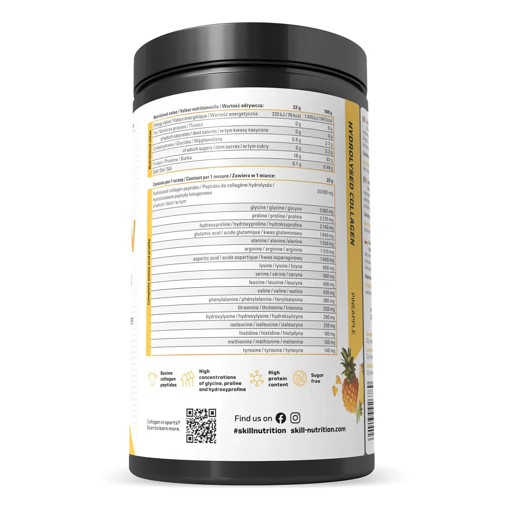 Hydrolysed Collagen Type I & III suplement diety w proszku Pineapple 660g - Image 3