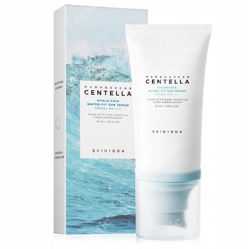 Madagascar Centella Hyalu-Cica Water-Fit Sun Serum lekki nawilżający krem przeciwsłoneczny SPF50+ PA++++ 50ml - Image 3