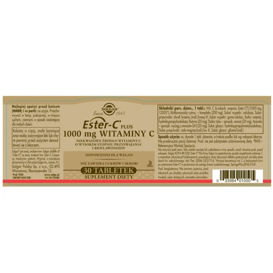 Ester C-Plus 100mg Witaminy C suplement diety 30 kapsułek - Image 2