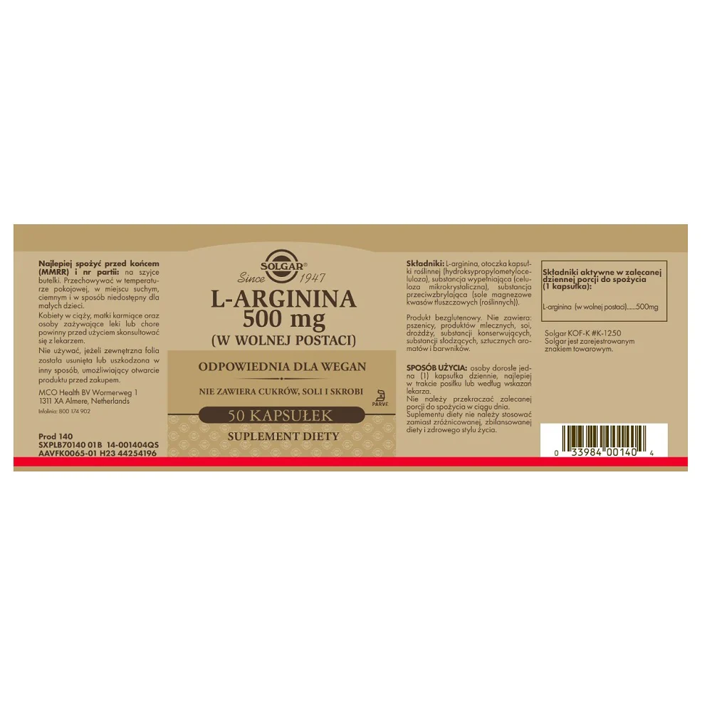 L-Arginina 500mg suplement diety 50 kapsułek - Image 2