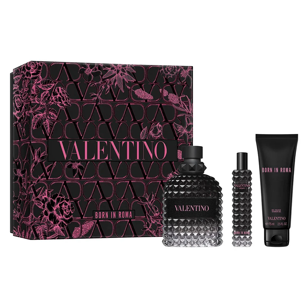 Uomo Born in Roma zestaw woda toaletowa spray 100ml + żel pod prysznic 75ml + woda toaletowa spray 15ml