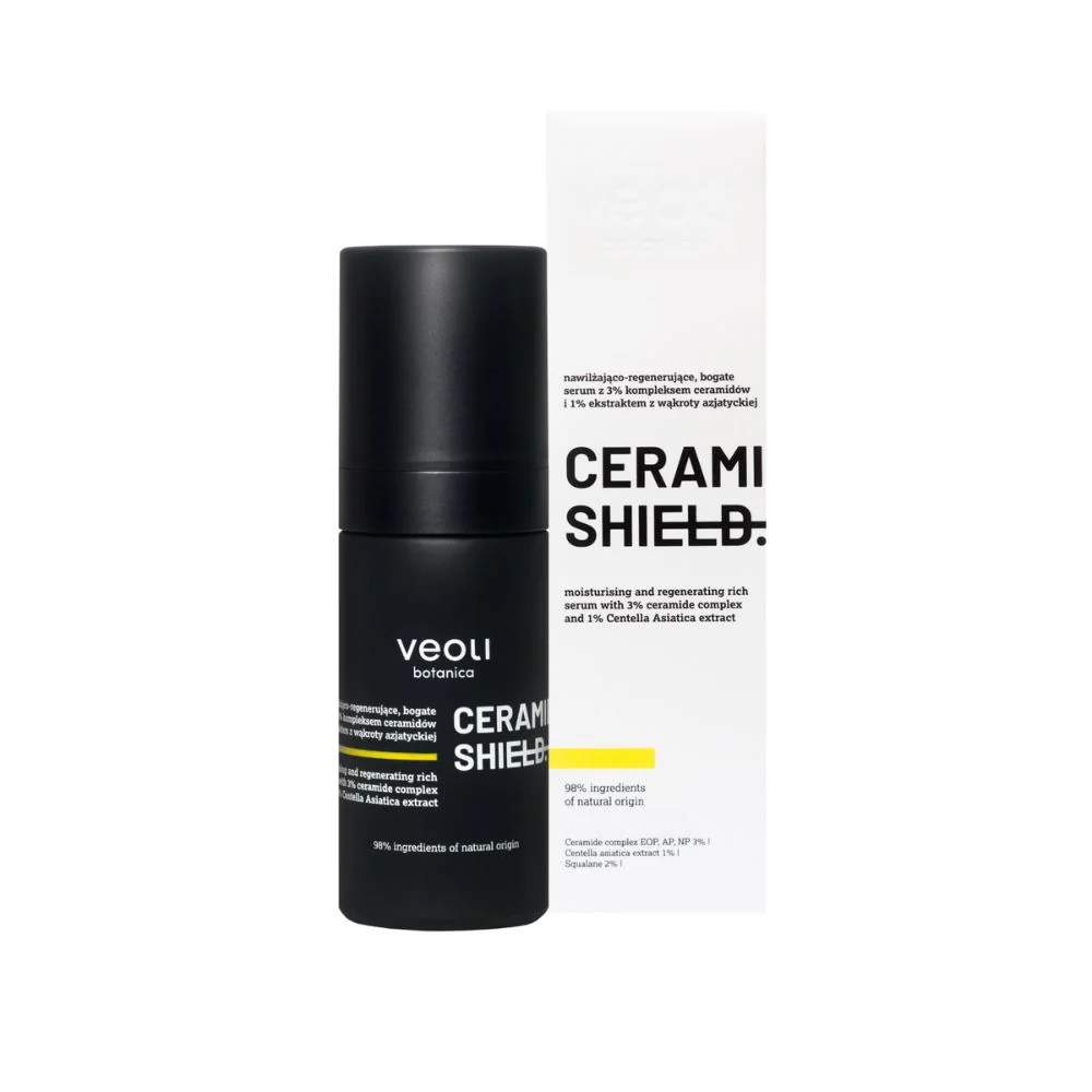 Ceramide Shield nawilżająco-regenerujące bogate serum z 3% kompleksem ceramidów i 1% ekstraktem z wąkroty azjatyckiej 30ml