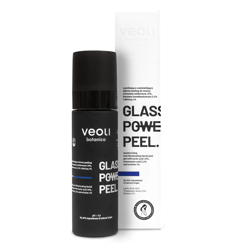 Glass Skin Power Peel nawilżająco-rozświetlający żelowy peeling do twarzy z kwasem mlekowym 10% traneksamowym 2.5% i ektoiną 1% 30ml