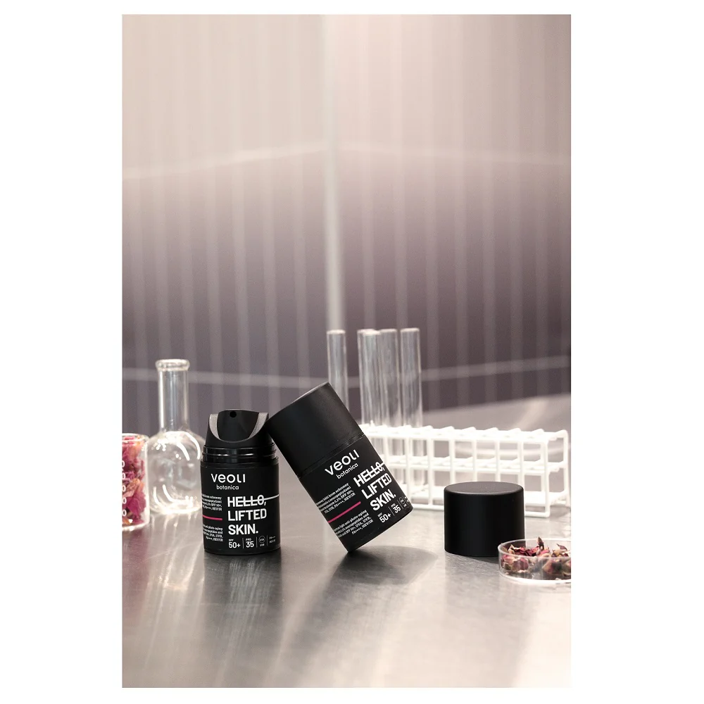 Hello Lifted Skin szerokopasmowy lekki krem ochronny przeciw fotostarzeniu z neuropeptydami 0.2% i kwasem ferulowym 0.2% SPF50+ 50ml - Image 4