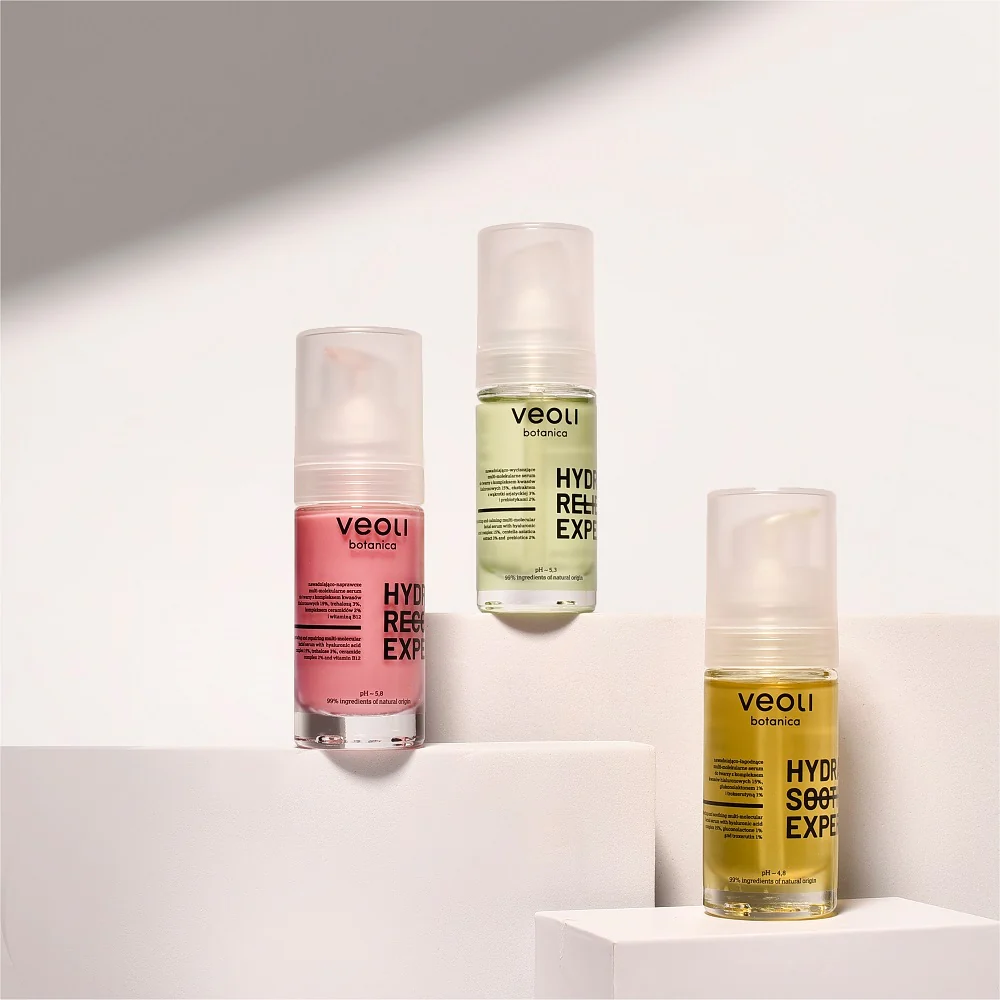 Hydra Relief Expert nawadniająco-wyciszające multi-molekularne serum do twarzy z kompleksem kwasów hialuronowych 15% ekstraktem z wąkrotki azjatyckiej 3% i prebiotykami 2% 30ml - Image 2