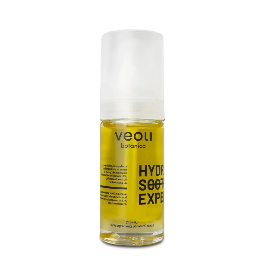 Hydra Soothing Expert nawadniająco-łagodzące multi-molekularne serum do twarzy z kompleksem kwasów hialuronowych 15% glukonolaktonem 1% i trokserutyną 1% 30ml