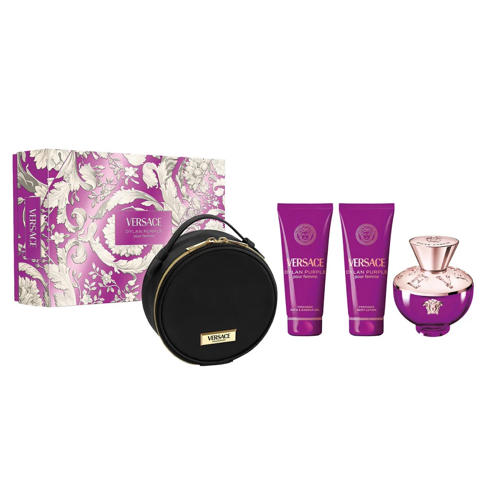Dylan Purple Pour Femme zestaw woda perfumowana spray 100ml + balsam do ciala 100ml + żel pod prysznic 100ml + kosmetyczka