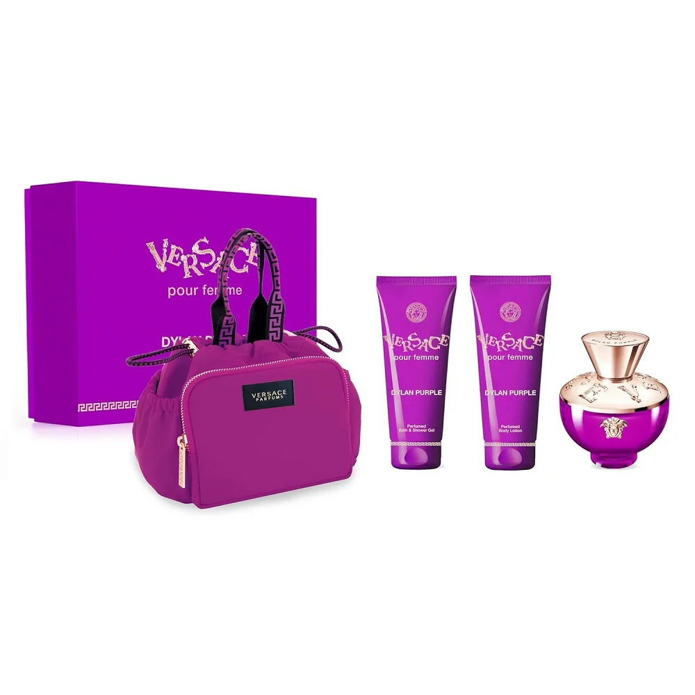 Dylan Purple Pour Femme zestaw woda perfumowana spray 100ml + żel pod prysznic 100ml +  balsam do ciała 100ml + torba kosmetyczna