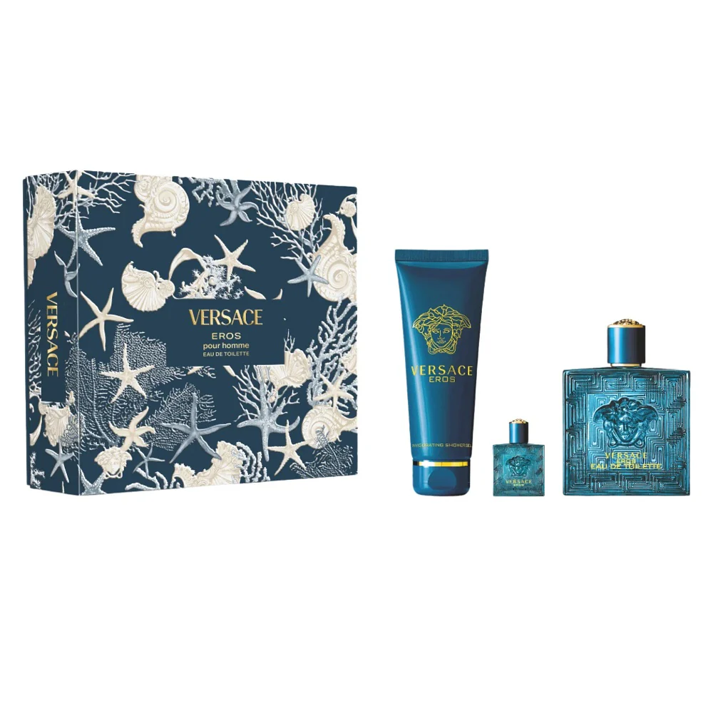 Eros Pour Homme zestaw woda toaletowa spray 100ml + żel pod prysznic 150ml + woda toaletowa 5ml