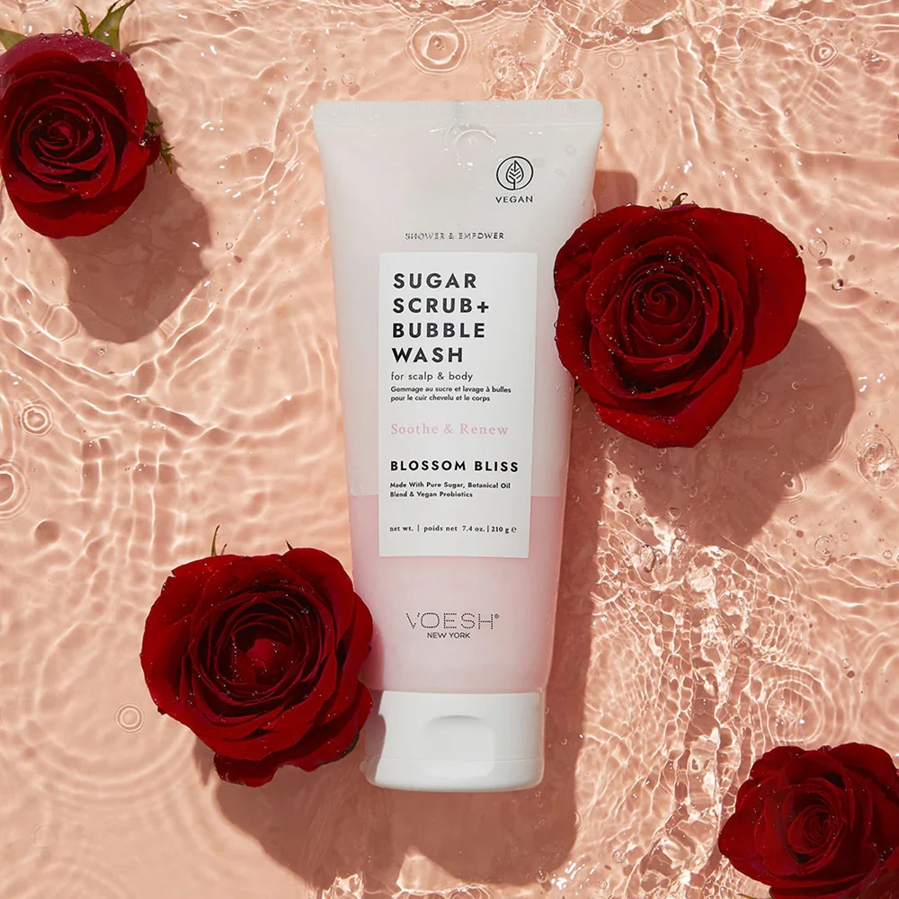 Sugar Scrub + Bubble Wash cukrowy peeling myjący do ciała i skóry głowy Blossom Bliss 210g - Image 3