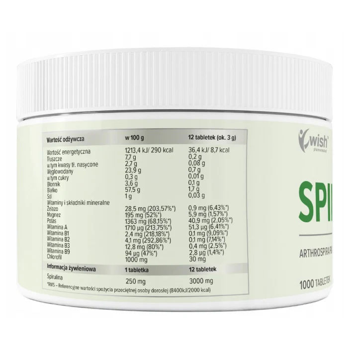 Spirulina 250mg suplement diety 1000 tabletek - Image 3