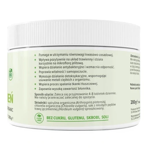 Spirulina Chlorella Młody Jęczmień suplement diety 500 tabletek - Image 2