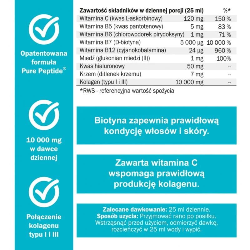Premium Kolagen 10 000 mg suplement diety w płynie 500ml - Image 2