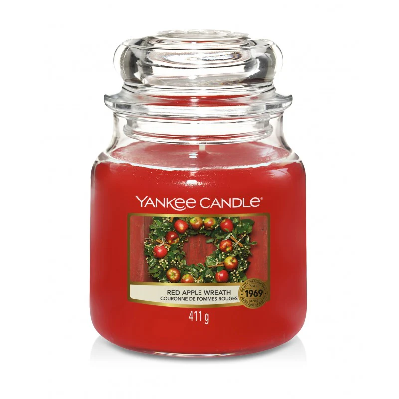 Świeca zapachowa średni słój Red Apple Wreath 411g